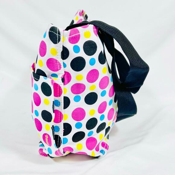 Vans Canvas Reusable Market Everyday Tote Bag Medium Polka Dot Pink Yellow Blue - Picture 3 of 9